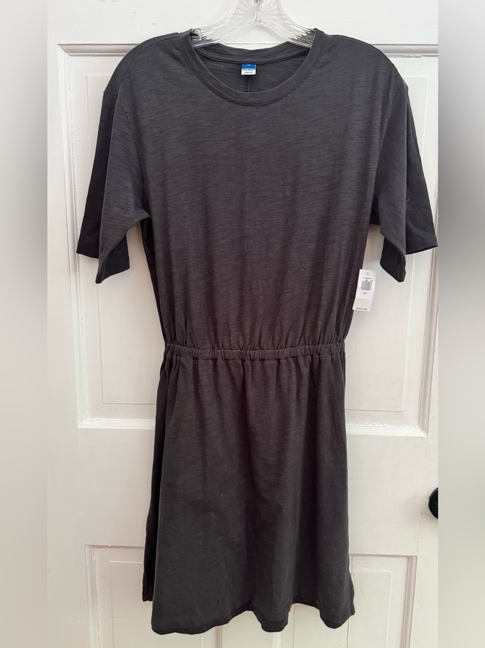 Women’s Old Navy Charcoal Gray Short-Sleeve Elastic-Waist Dress 100 % Cotton XS